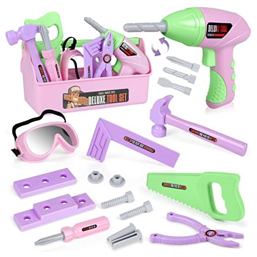 STEM Kids Tool Set, Construction Tool Toys with Play Drill and Tool Box, Pretend Play Workshop Preschool Toys for 3 4 5 6 7 Years Old Toddlers Kids Boys and Girls