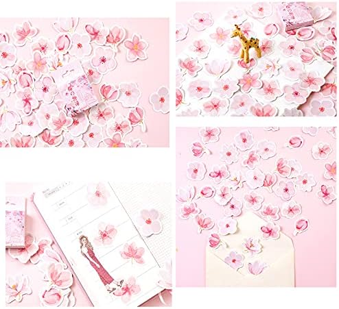 180 PCS Sakura Scrapbook Stickers,Mini Pink Cherry Blossom Petals DIY Decoration Stickers for Scrapbooking, Album, Phone Case, Laptop, Card Making