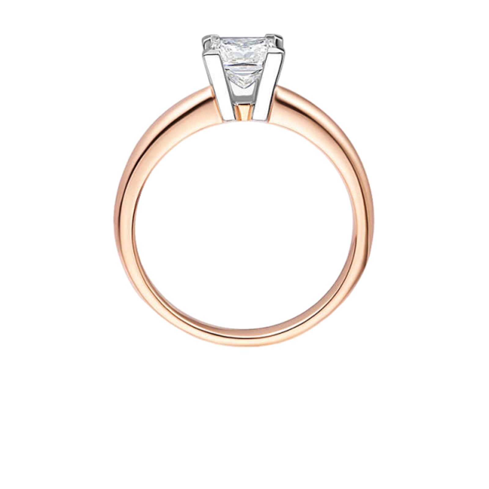 Anillo de oro rosa de 18 quilates, oro blanco y rosa con diamantes cultivados en laboratorio, alianzas de boda para mujer