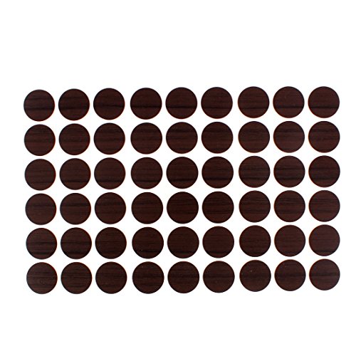 Image of uxcell Furniture Desk Table Self-Adhesive Screw Hole Covers Stickers 54 in 1 Dark Brown