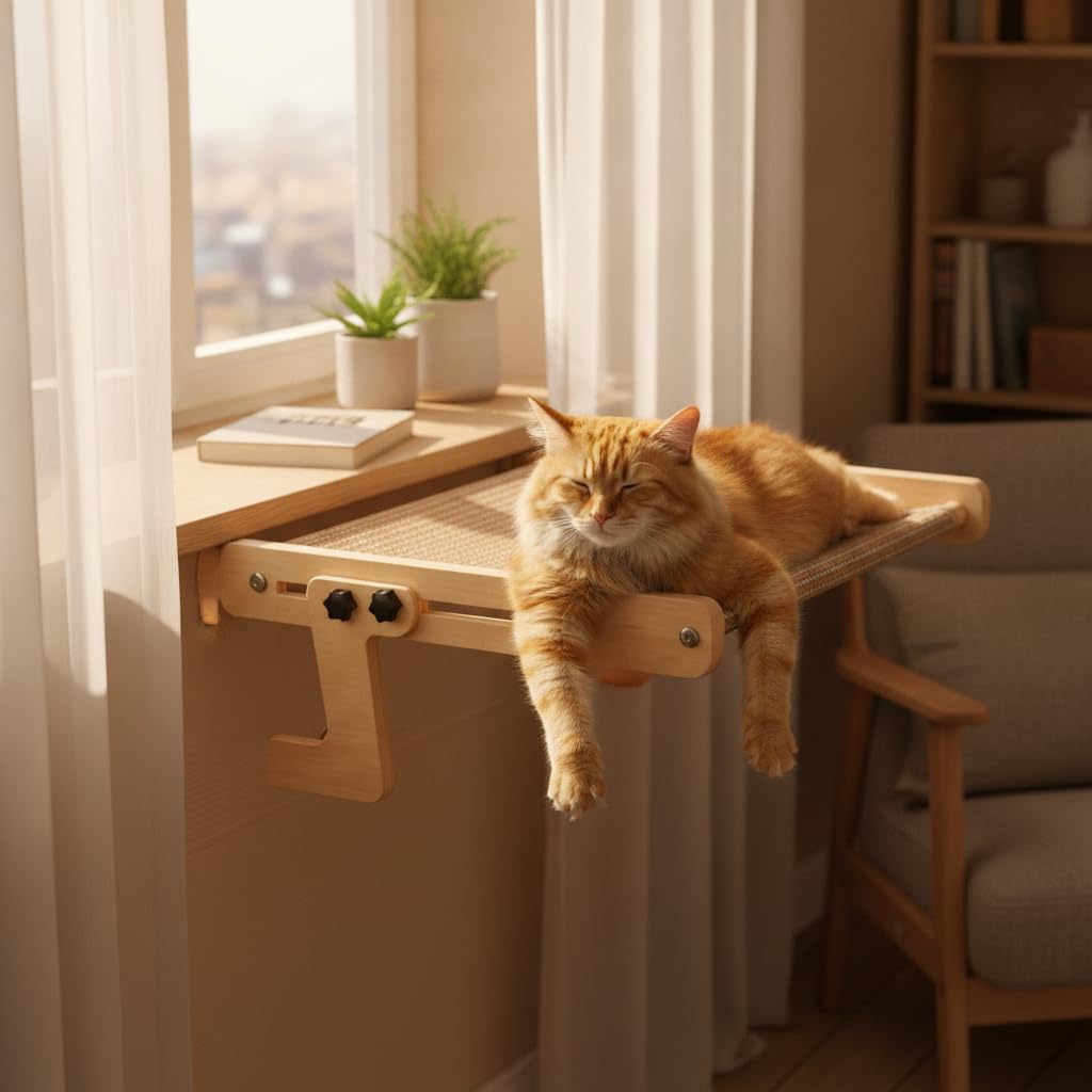 Amaca per Gatti, Cuccia Sospesa in Legno, style to 3 | Componenti in plastica, Cuccia sospesa gatti, Spazio per graffiare, Per gatti domestici