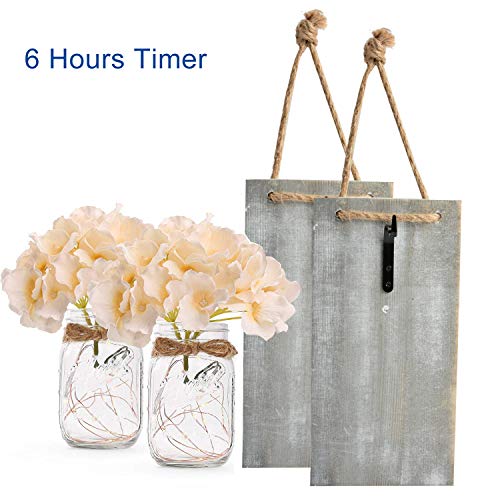 Mason Jar Sconces for Home Decor, Rustic Wall Sconces with LED Fairy Lights