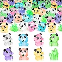 LSLYHTC 20PCS Mini Panda Toy Luminous Mini Resin Panda Cute Figurines Miniature, Glow in the Dark small i Bamboo Bulk for Cake Topper