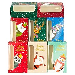 Uptotop Christmas Cookie Boxes, 24 Pcs Small Christmas Party Boxes