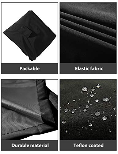 Wantdo Men's Long Rain Jacket Packable Hooded Windbreaker Rain Wear Black M