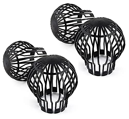 Dachrinnenschutz 4er Verschlusskappe 11cm Fallrohrschutz Laubschutz Regenrinnenschutz (4 Stück SET, Schwarz) Cover