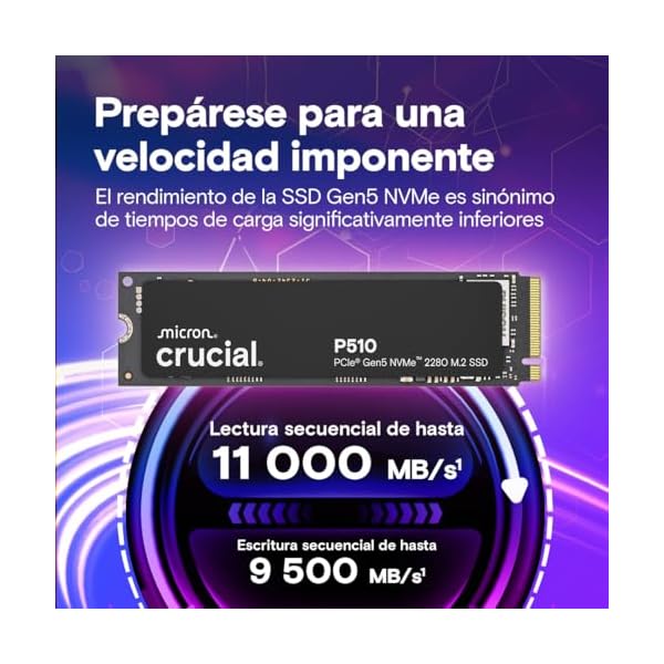 Crucial P510 SSD 1TB PCIe 5.0 x5 Gen5 M.2 SSD hasta 11000 MB/s - Image 3