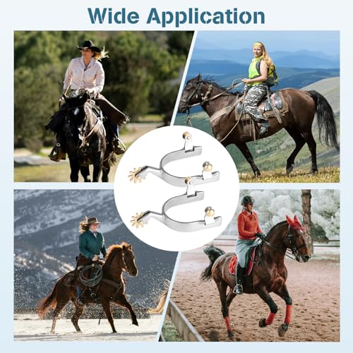 Lnrueg 2 Pack Horse Spurs, Stainless Steel Horse Spurs for Men Women, Western Cowboy Boot Spurs for Riding Equestrian