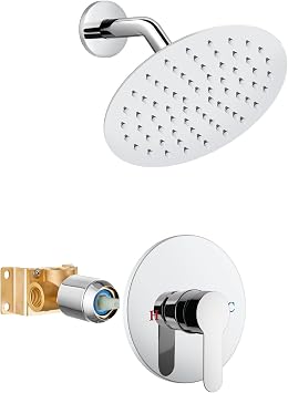 Airuida 8 Inch Chrome Polish Shower Faucet Set,Shower Valve Kit
