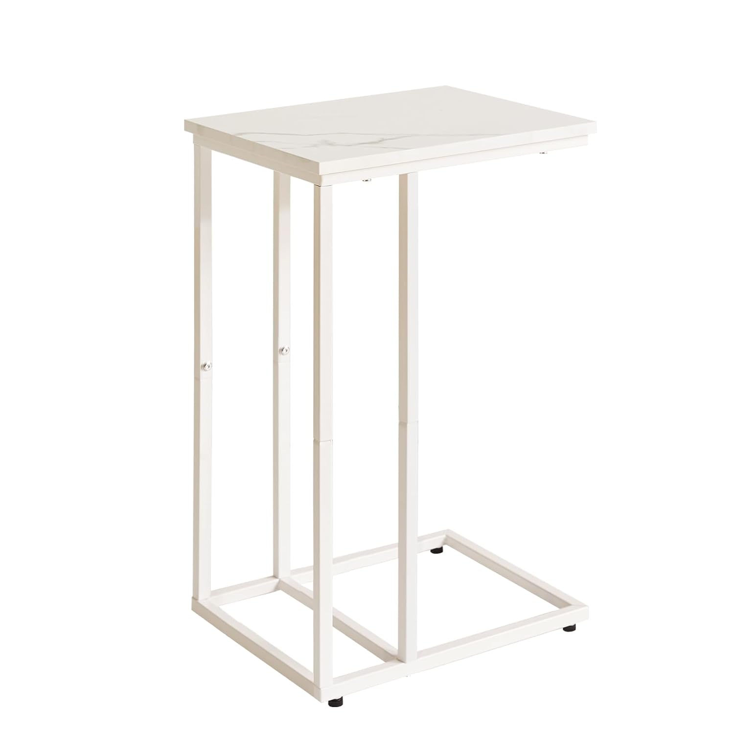 Aibiju C Shaped End Table Small Side Table for Sofa and Bed White Bedside Table Laptop Desk for