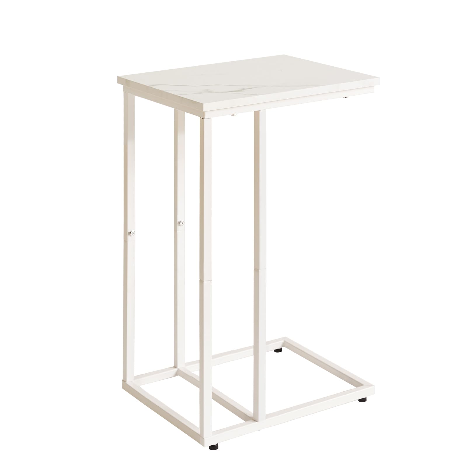 Aibiju C Shaped End Table Small Side Table for Sofa and Bed White Bedside Table Laptop Desk for