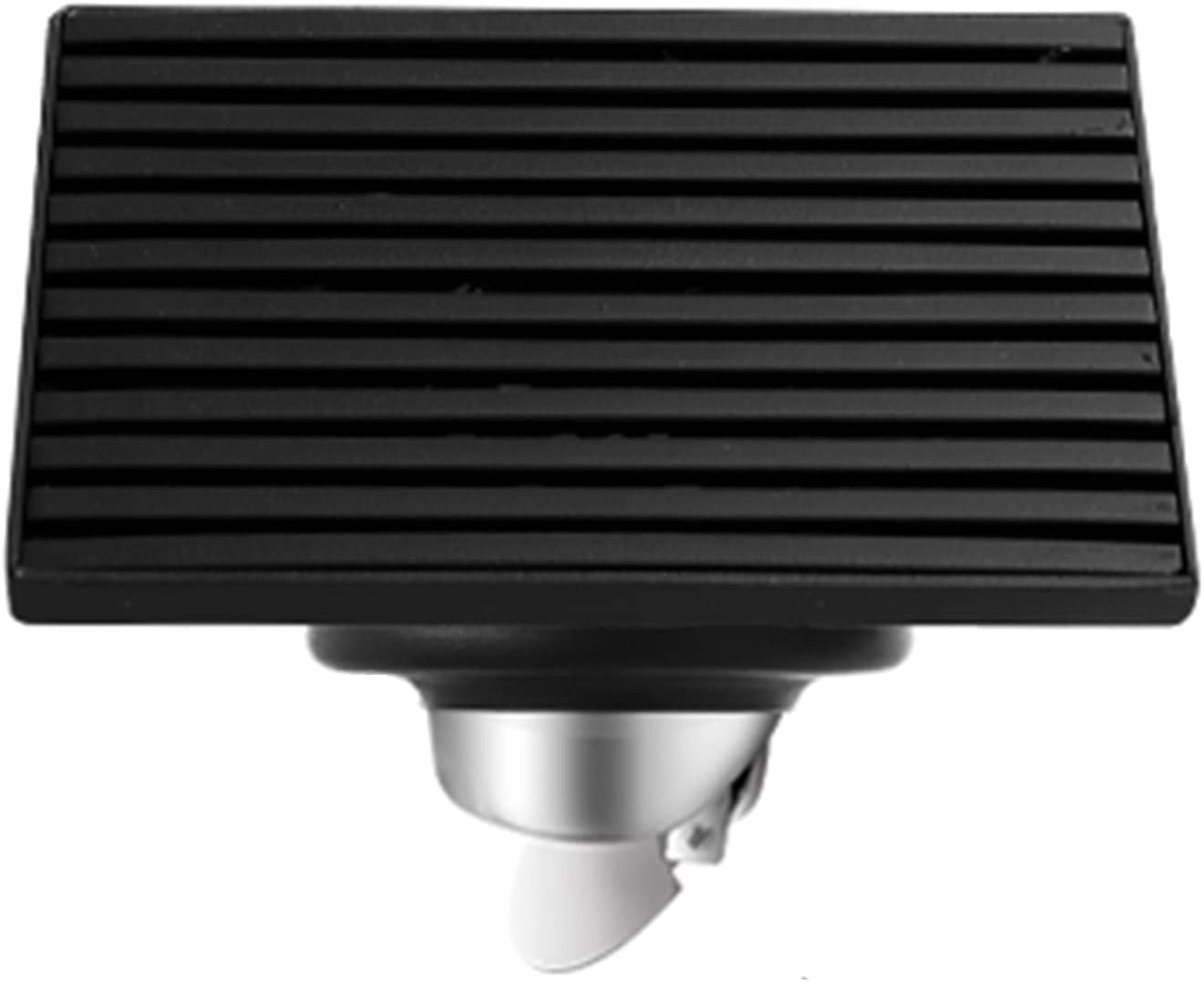 Square Shower Floor Drain, Bathroom Insert Floor Drain, with Removable Cover Grid Grate, SUS 304 Stainless Steel Black Plated Finish, for Kitchen Balcony Garage