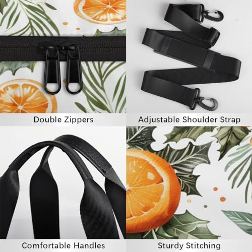Leaves Oranges Travel Gym Bag Waterproof Sport Dance Bag for Women Men Portable Gymnastics Duffel Bags Canvas Tote Carry on Handbag for Workout Overnight Weekender4