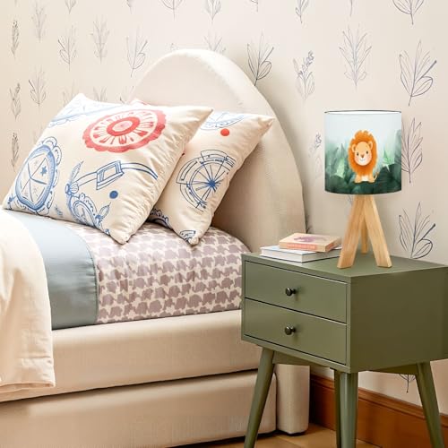 Lámpara de mesa infantil con base de trípode y pantalla de lino miniatura 7