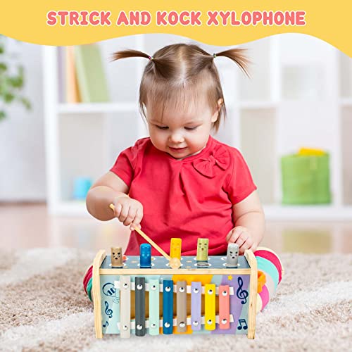 Kogabanny Wooden Hammering Toy, Educational Pegs Pound Maze Puzzle Number Sorter Musical Toy With Xylophone, Hammers, Mallets, For Kids #TOP5
