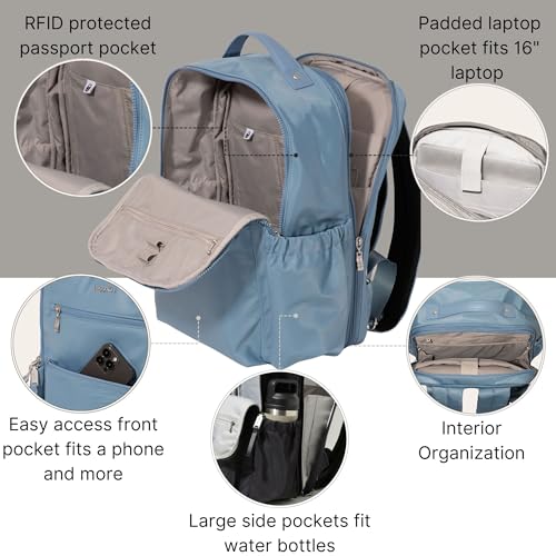 Image of Baggallini Tribeca Expandable Laptop Backpack - 15 inchx11 inch Lightweight Work Travel Bag w /Luggage Sleeve & RFID