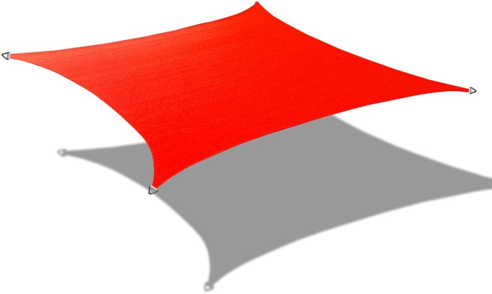 Alion Home 9.5' x 15' Rectangle PU Waterproof Woven Sun Shade Sail (1, Tomato Red)