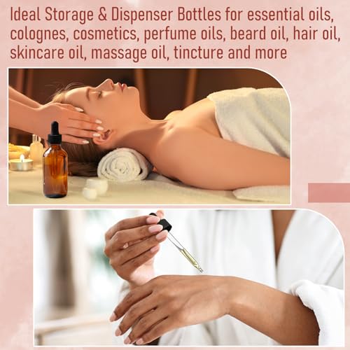 AOZITA 4 Pack, 4 oz Dropper Bottles with 1 Funnel & 4 Labels - Essential Oils Bottles for Health, Personal Care & Beauty - 120ml Thick Dark Amber Glass Tincture Bottles with Eye Droppers, Leakproof3