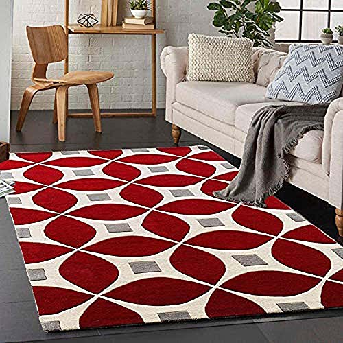 Image of Mordern Design Handmade Tufted Carpet Pure Woollen Export Quality Carpet for Living Room, Bedroom Hall [ Size 5 x 5 Round, Color Multi B1 ]