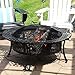 Sunnydaze 40-Inch Round Steel Fire Pit Table with Durable Spark Screen and Poker - Portable Design - Black - Four Star