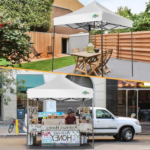 Image of COBIZI 6.6x6.6 Pop Up Canopy Tent,Heavy Duty Canopy(White No Sidewalls)