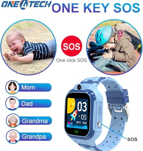 Image of Smart Watch for Kids with GPS Tracking, 2-Way Video & Voice Calling, Geofencing, and 4G SIM Compatible, SOS,Alarm, Games, HD Touch Screen Phone Watch Best Gift for Kids (Blue)