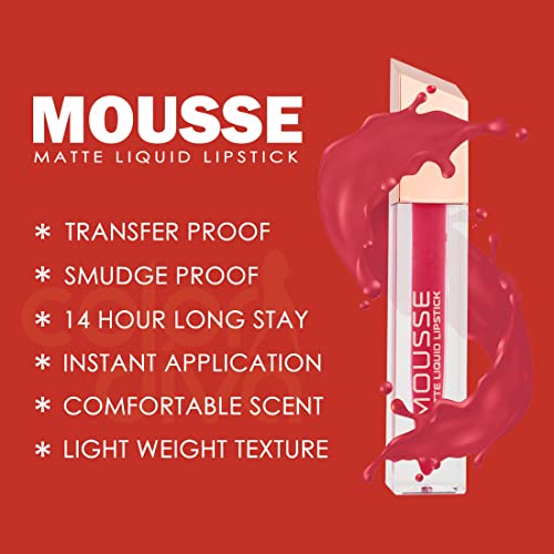 Image of Adbeni Value Pack, Mousse Matte Liquid Lipstick With Eyeliner & Mascara, 5.5ml Each | Long Lasting, Water & Smudge Proof, Light Weight, 14 Hour Long Stay, Pack Of 3 (Smooth Symphony 158)