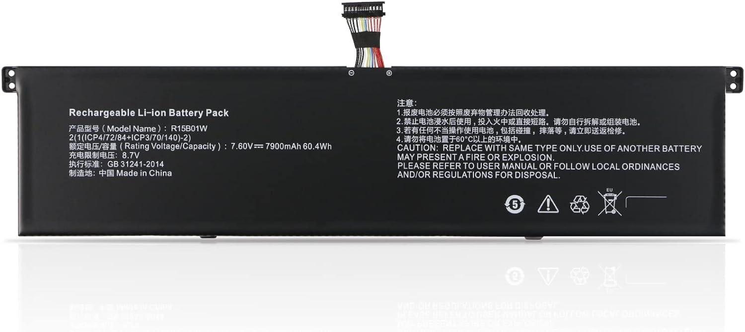 BLESYS Batterie Remplacement R15B01W R15BO1W pour Xiaomi Pro GTX 15.6 Pouces TM1701 171501-AL/AF/AQ Series pour Ordinateur Portable Notebook [7,6V 7900mAh/60Wh]
