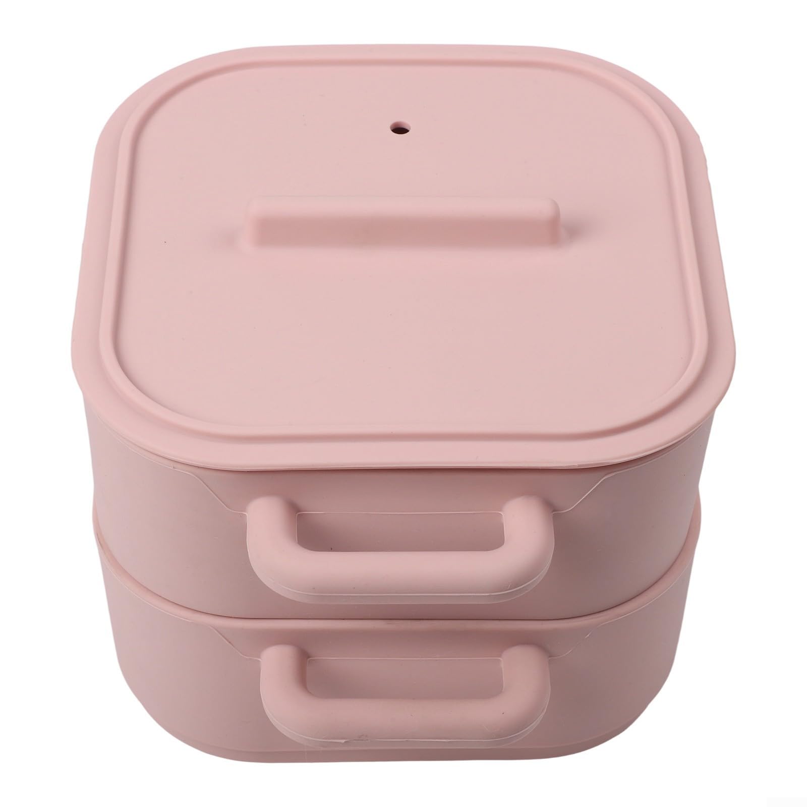 Set di 2 pentole a vapore in silicone per microonde con manico, vaporiera per verdure e contenitore resistente al calore, cottura rapida per pesce e carne, 22 x 17 x 14 cm, grigio (Light Red)