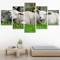 SIGNWIN 5 Panel Canvas Wall Art Animals Farmhouse/Country Fun Group Multicolor for Home Decorations Ready to Hang - 60