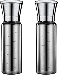 NZHK młynki do soli i pieprzu ze stali nierdzewnej 304 do wielokrotnego napełniania, ręczny młynek do przypraw z regulowaną grubością, młynek do soli morskiej i pieprzu, 2 opakowanie, 270 ml