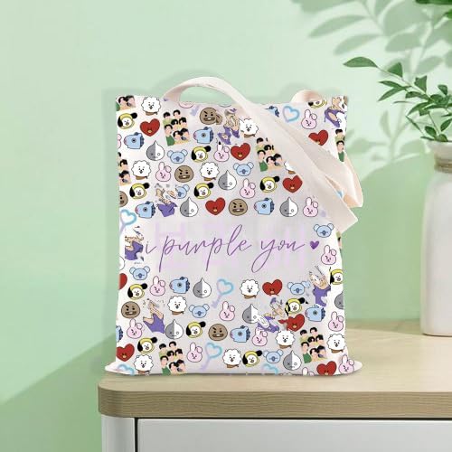 FOTAP Army Inspired Gift I Purple You Tote Bag Korean Fan Gift I Love You Handbag Boys Band Inspired Shopping Bag - Image 7