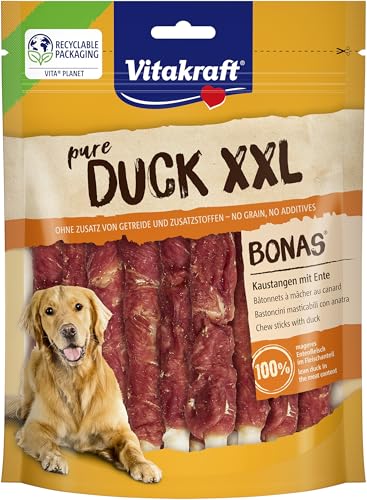 Vitakraft Pure Duck XXL Bonas, snack cane, bastoncini con carne d'anatra, snack per l’addestramento del cane, senza l’aggiunta di zuccheri e cereali (1x 200g)