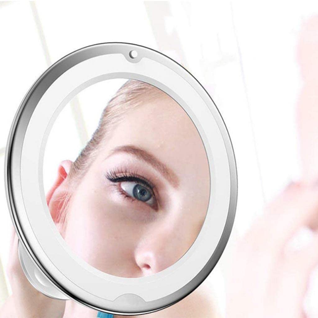misppro Specchio da trucco illuminato con ingrandimento 7x, con ventosa, specchio da viaggio regolabile per piano di lavoro del bagno