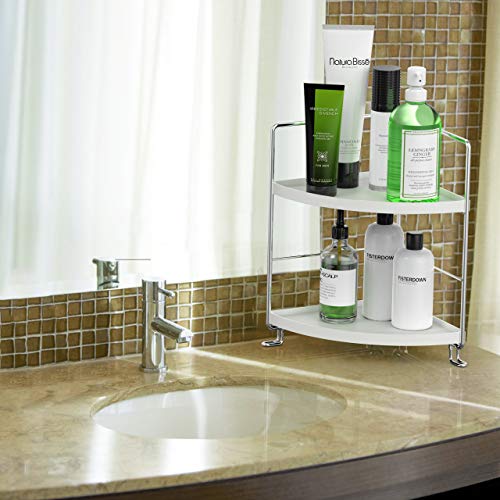 Yanzhix 2-Tier Corner Wire Shelving Stackable Organizer For Cosmetics, Bathroom, Kitchen, Countertop, Silver #TOP6
