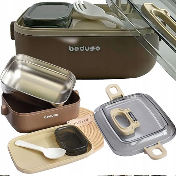 Image of Insulated Stainless Steel Lunch Box for Office & Kids (1000ml) | Airtight Leak-Proof Japaneese Bento Lunch Box with Spoon | Tiffin Box for Boys, Girls, Men & Women (1-Pc)