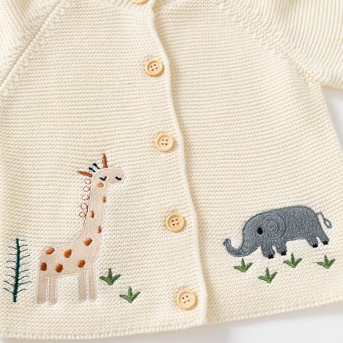 Baby Toddler Boy Girl Knit Sweater Cardigan, 100% Cotton, Animal Embroidery4