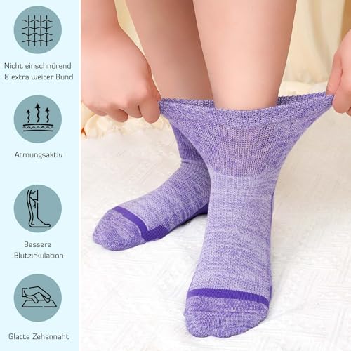 LOFIR Bambus Diabetiker Socken für Damen: Diabetikersocken Ohne Gummibund Herren Extra Weit Breiter Gürtel Ohne Naht kurz Socken für Senioren Geschwollene füße 5 Paare Mehrfarbig - 5 Paare 35-38 3