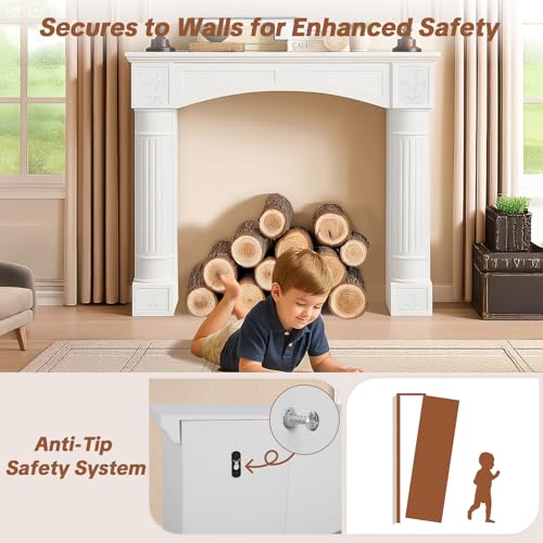 Image of HOMEDIARY Fireplace Mantel Surround, Modern White Fireplace Mantel Frames with Legs for Living Room, Premium MDF with Solid Wood, Decorative Fireplace Surround for Holidays, Anti-Tipping & Waterproof