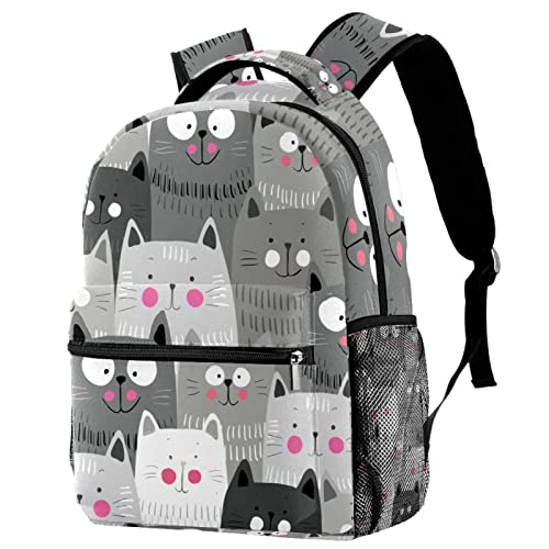 Sac à dos voyage gris motif chats pour transporter votre gourde