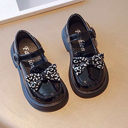 Girls Snow Boots Size 2 Fashion Spring and Summer Children Casual Shoes Girls Leather Shoes Thick Soles Non Slip Buckle (Black, 5.5-6 Years Little Child)4