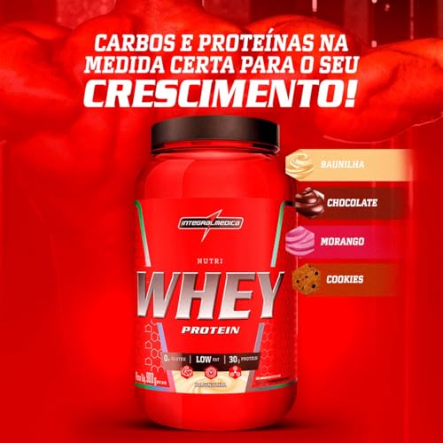 Integralmédica - Nutri Whey Protein Baunilha - Suplemento Alimentar Hipercalórico, Ganho Muscular e Recuperação Pós-Treino - Fonte de Proteínas e Carboidratos - Pote 900g