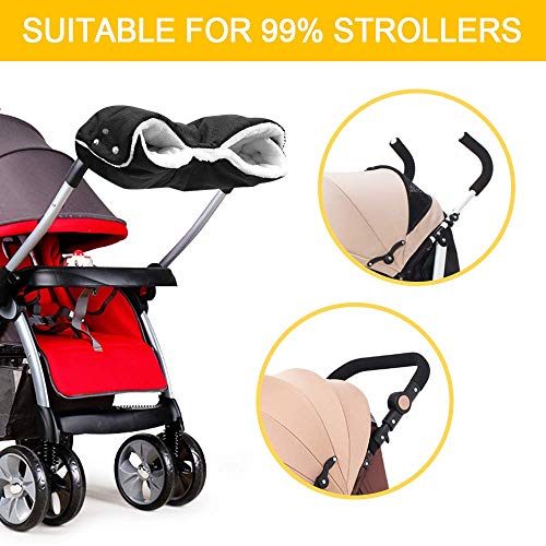 Aoreun kinderwagen handwärmer, muff kinderwagen mit Fleece Innenseite Winter Atmungsaktiv Wasserfest Winddicht Handmuff für Kinderwagen, Buggy, Radanhänger Universalgröße- Schwarz