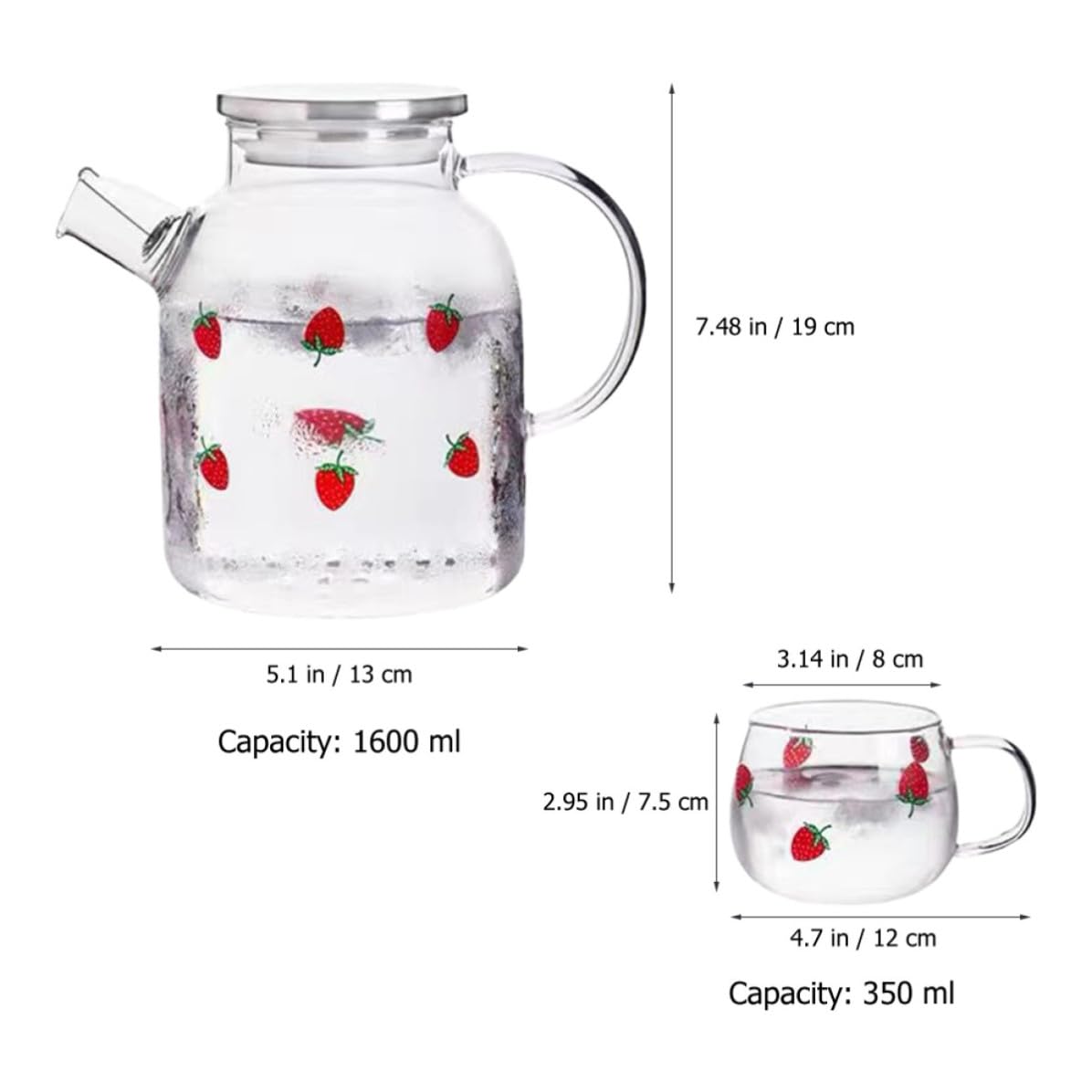 Jarra de Vidrio para Agua 1 Juego 1,6 L con Vertedor