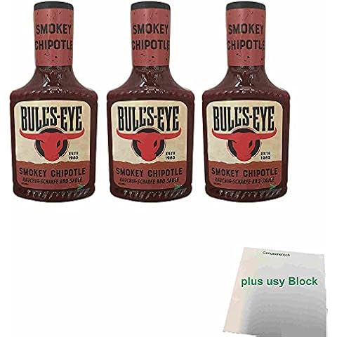 Bull's Eye Smokey Chipotle Rauchig-Scharfe BBQ-Sauce 3er Pack + usy Block Cover
