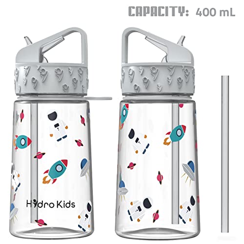Water Bottle with Straw – 400ml BPA Free Kids Water Bottles for School Travel Sports – Leakproof Childrens Drink Bottle for Girls Boys Childs