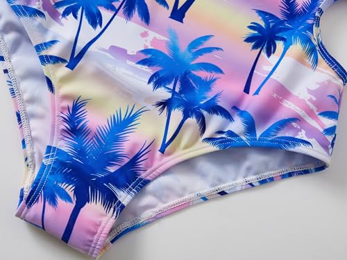 Image of Dvenki Stylish Swimsuit for Teen Girls /Young Women - Palm Tree Holiday Beach Pattern Bathing Suit Size 8