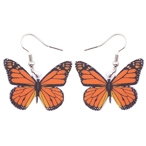 Bonsny Drop Dangle Big Monarch Butterfly Earrings Fashion Insect Jewelry For Women Girls Teens Gifts