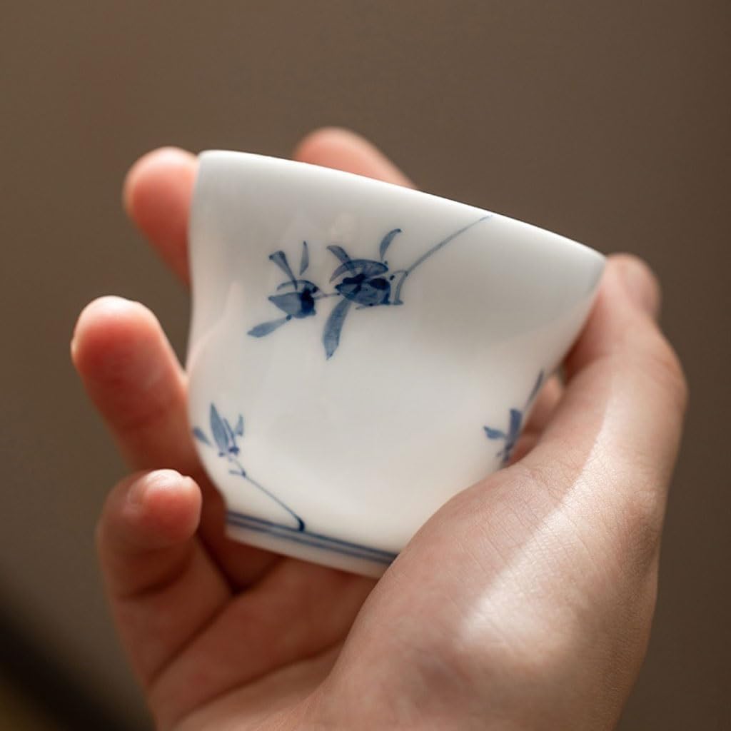 GSOUL Kungfu Tea cup Tea Set Bowl Hand-painted Phalaenopsis Master Cup Home Office Ceramic Single Kung Fu Personal Small Tea Cups