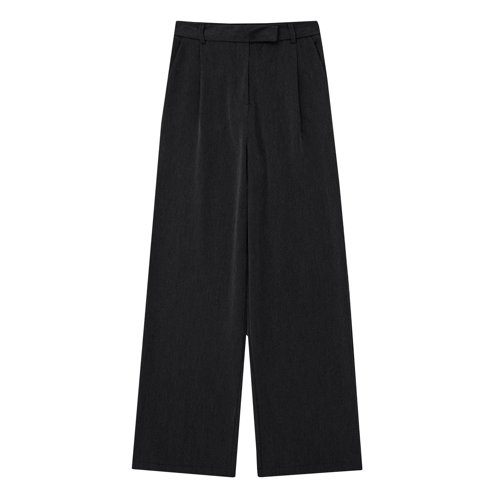 Pantaloni in tessuto da donna, a vita alta, palazzo, elasticizzati, con